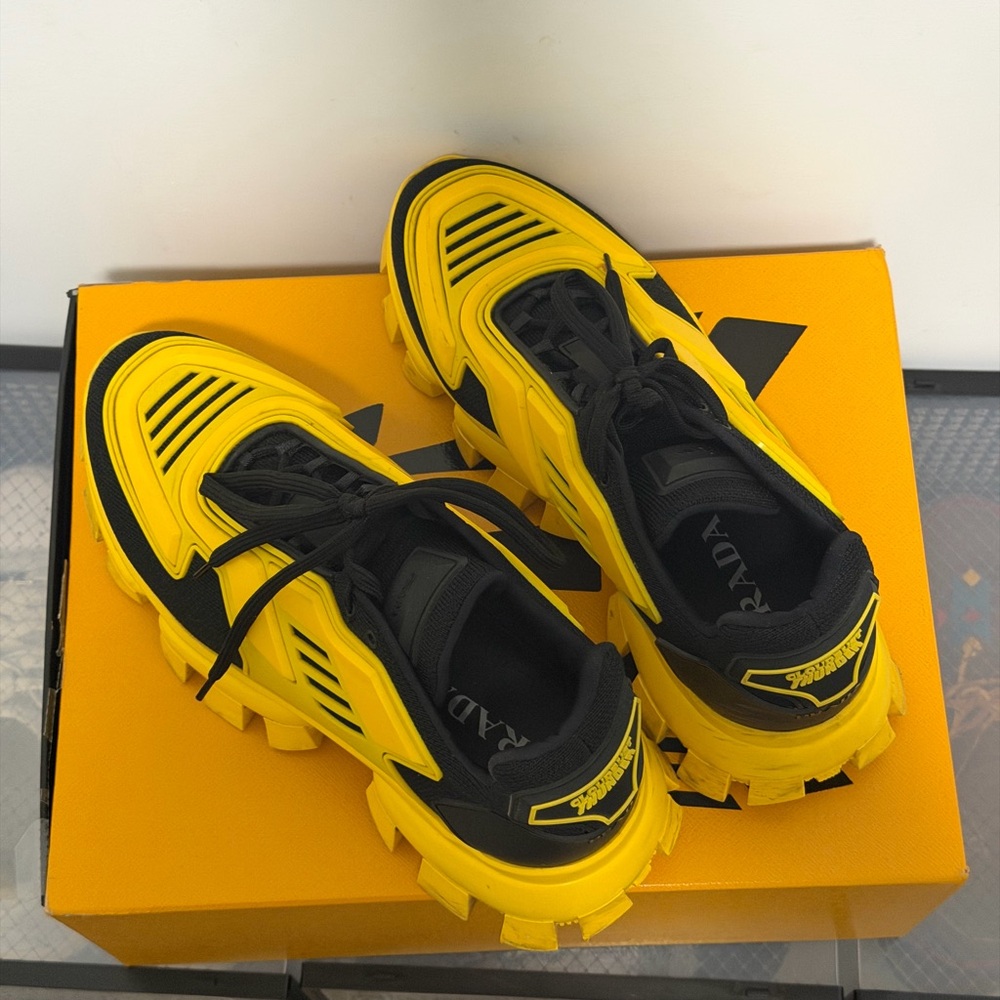 Prada Vibrant Yellow and Black Athletic Shoes